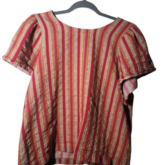 Ivy Jane Boho Cowgirl Maximalist Oversized Striped Blouse Top - Picture 1 of 3